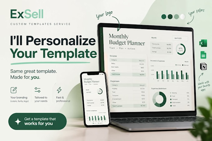 customize excel spreadsheets, templates and dashboards