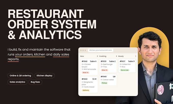 design build and maintain restaurant ordering system, pos and sales analytics