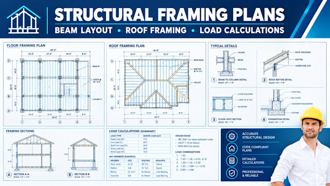 create structural framing plans beam layout roof framing load calculations