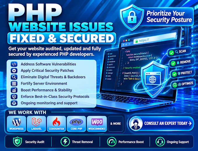fix PHP website issues, vulnerabilities and security