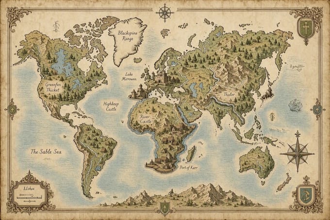 do fantasy map design or map illustration
