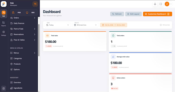 provide a restaurant pos and management web application