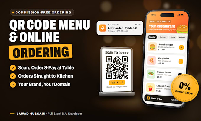 build a qr code menu and online ordering system for restaurants
