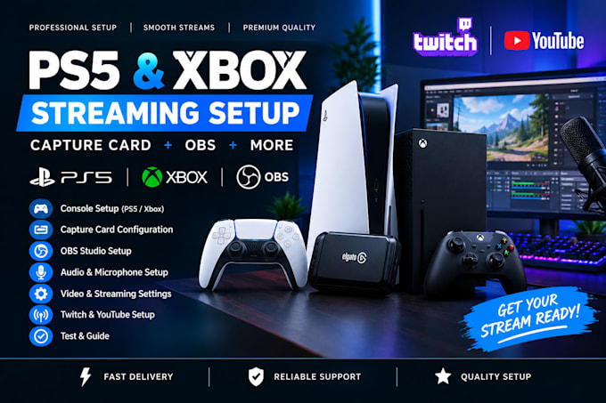 set up ps5, xbox, capture card and obs streaming