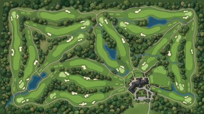 design illustrated golf course maps, golf resort maps and course guides