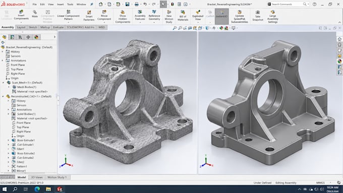 convert 3d scans, stl mesh, step files and drawings into editable mechanical cad