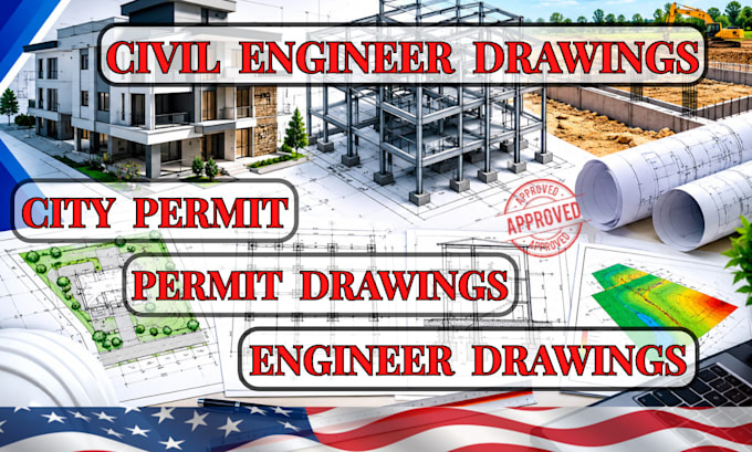 civil engineer permit drawings, building permit site grading plan engineer stamp