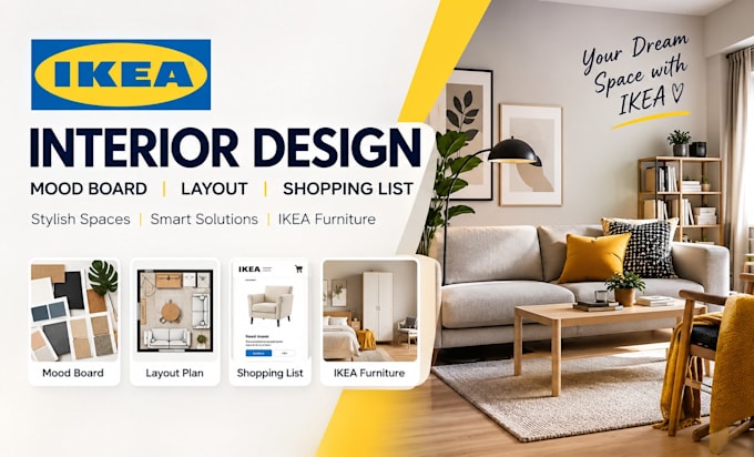 do ikea interior design, mood board, layout, shopping list