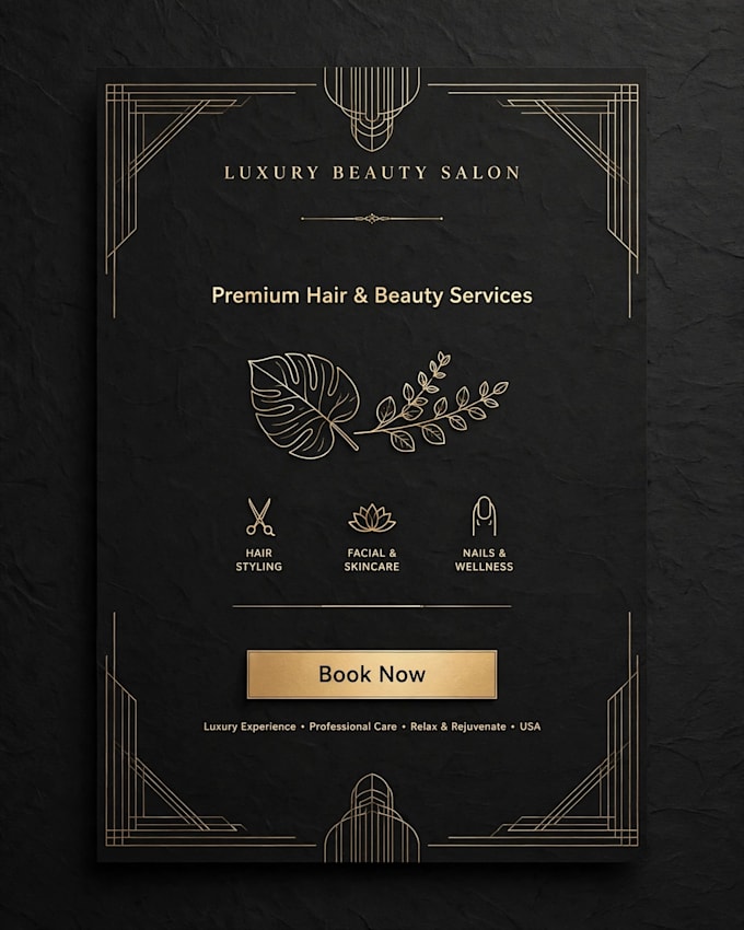 design luxury beauty salon, barbershop flyers