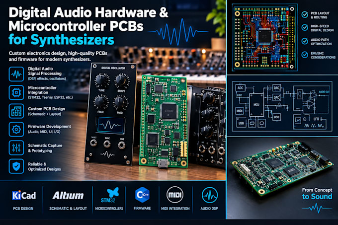 design digital audio hardware and microcontroller pcbs for synthesizers