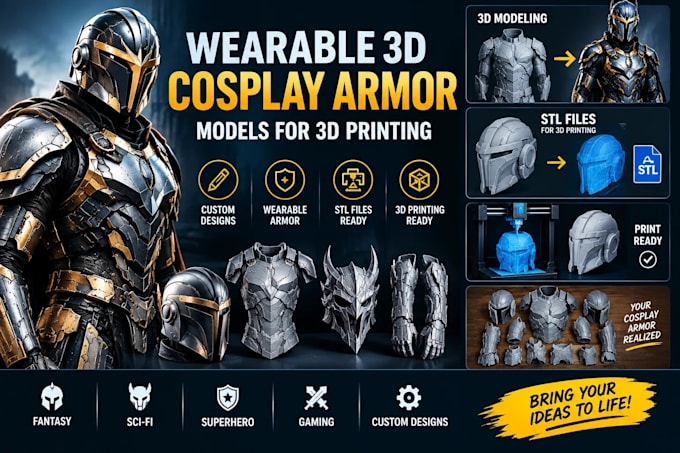 create wearable 3d cosplay armor models for 3d printing