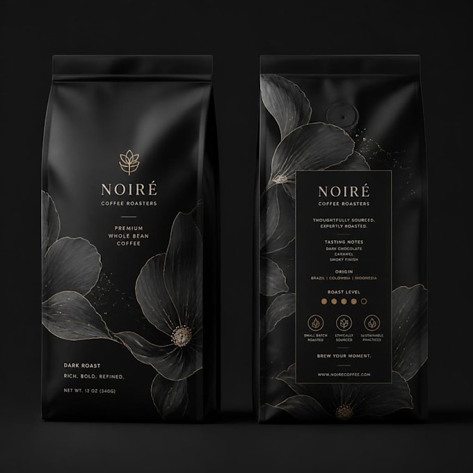 design coffee labels, packaging, and pouches