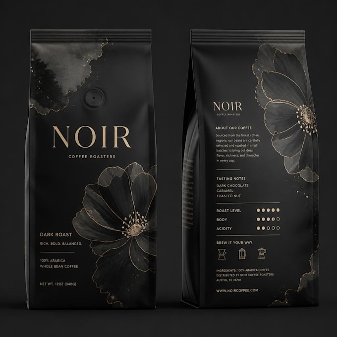 do coffee, tea packaging and label