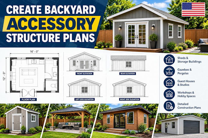 design professional backyard accessory structure and shed plans