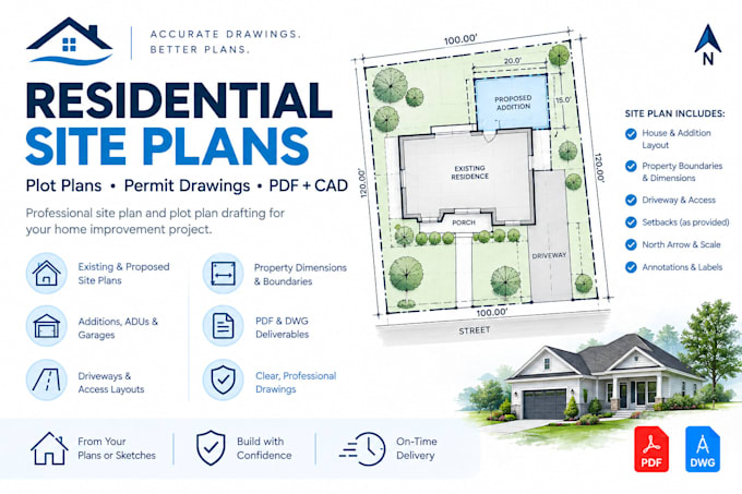 draft residential site plans and plot plans for permits