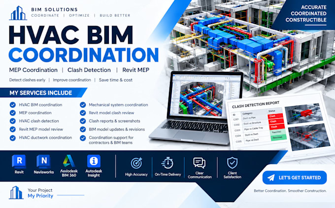 hvac bim coordination, mep coordination and clash detection, revit mep