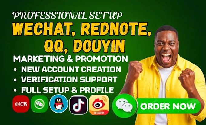 set up and optimize wechat, douyin, qq and rednote profiles