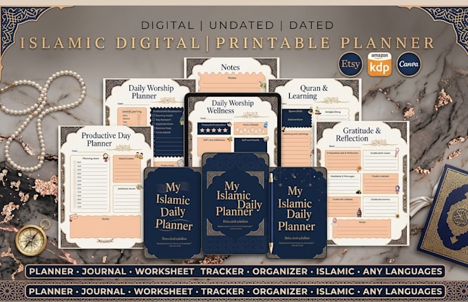 design custom digital planner printable calendar and tracker