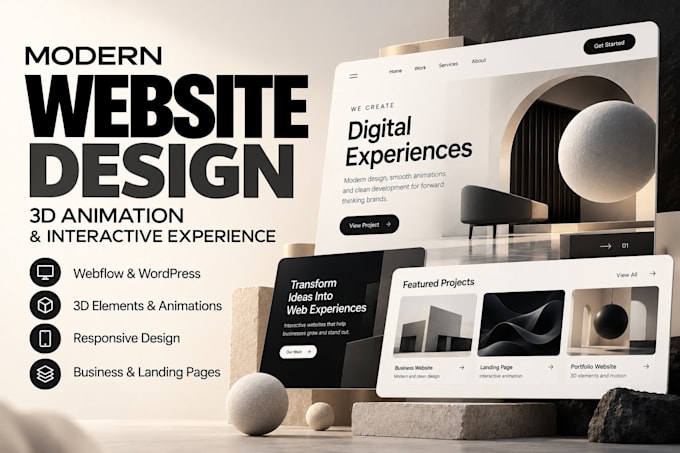 build interactive websites with 3d animation and modern design