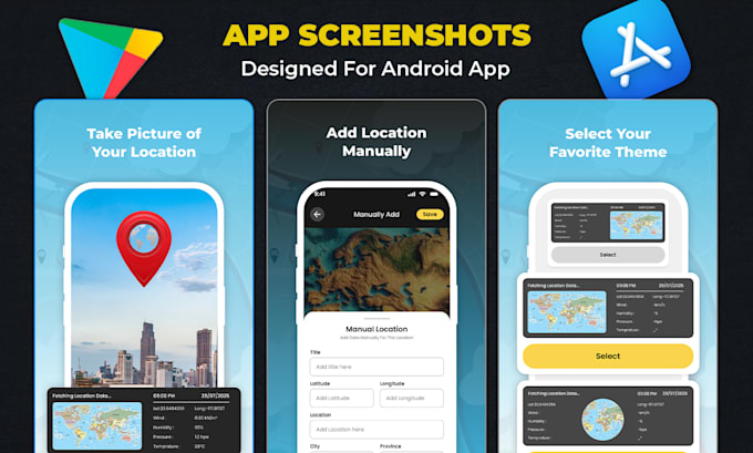 design professional app screenshots for playstore and appstore