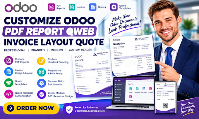 customize odoo pdf report qweb invoice layout quote odoo custom header
