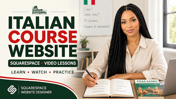 create italian squarespace online course with video lessons squarespace website