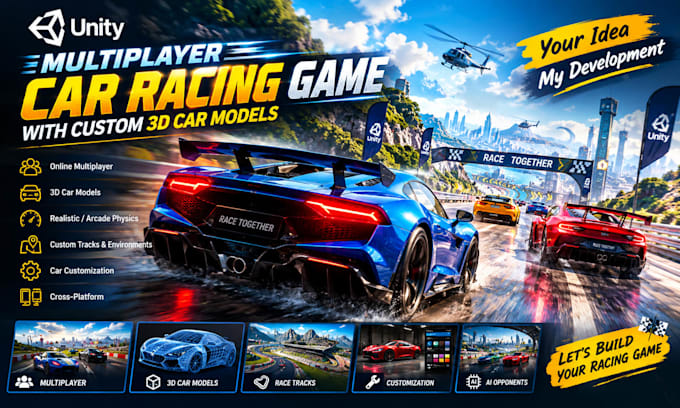 build best multiplayer car racing game 3d car model in unity