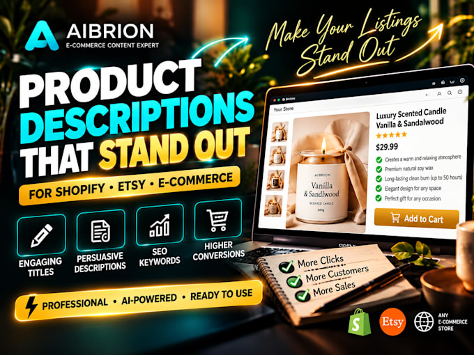 write and optimize shopify and etsy product descriptions
