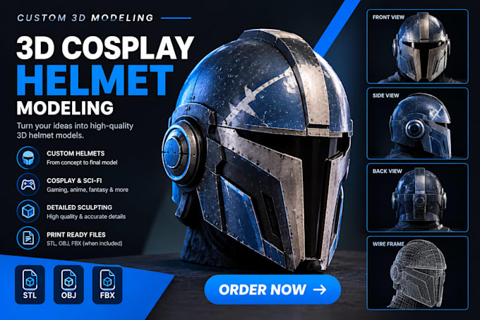 create custom 3d cosplay helmets and sci fi helmet models