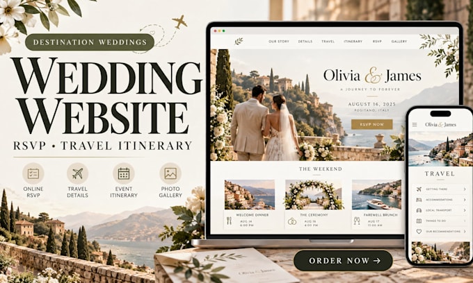 create temporary visual event landing page, wedding itineraries, rsvp sites