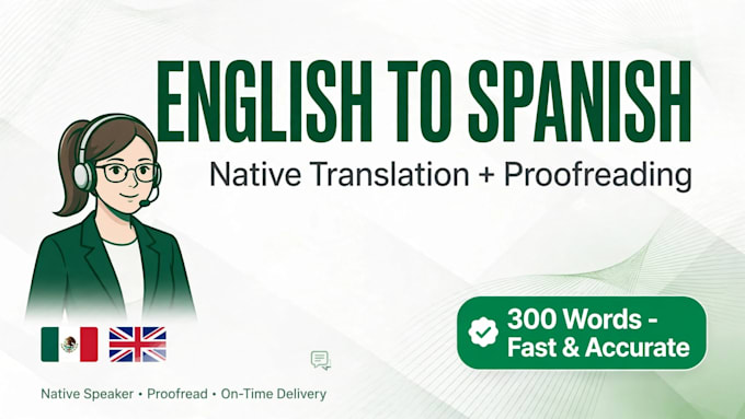 translate english to spanish natively with proofreading