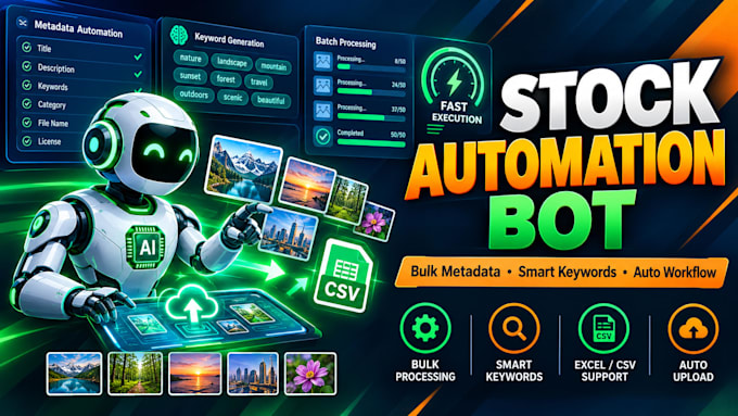 build custom adobe stock metadata and bulk upload automation bot
