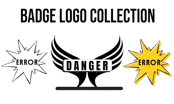design modern wing badge and comic error logo