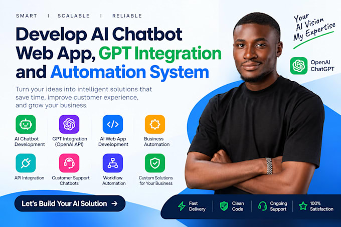 develop ai chatbot, gpt integration, web app and automation system