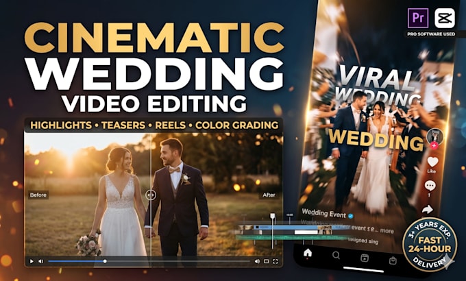 edit cinematic wedding highlights and teaser reels