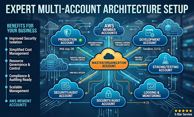 design enterprise AWS cloud network and multi account security architecture