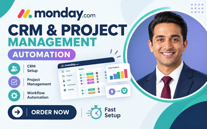 setup monday com CRM project management and automation