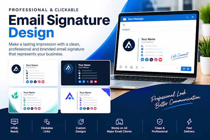 create a clickable HTML email signature for gmail, outlook, and apple mail