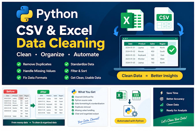 automate CSV and excel data cleaning tasks using python