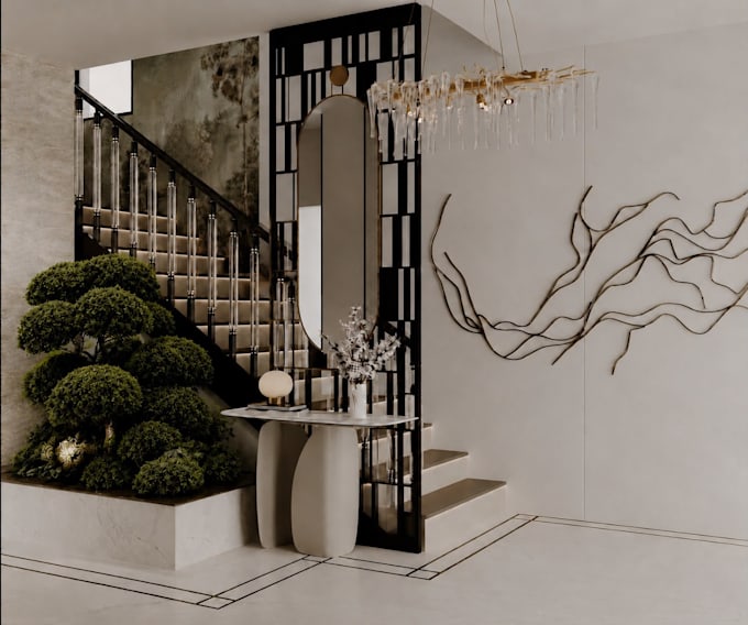 render realistic interior design and room visualization