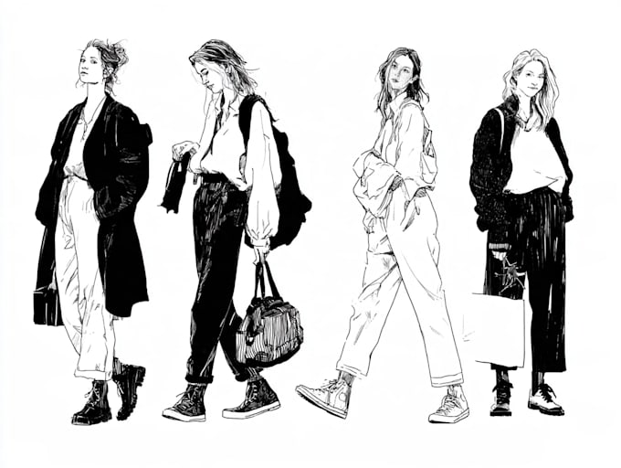 draw a character with ink illustration