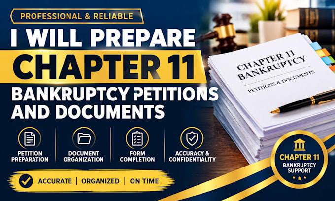 prepare chapter 11 bankruptcy petitions and documents