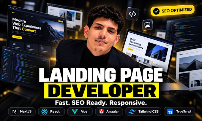 build a fast SEO landing page with nextjs react or angular