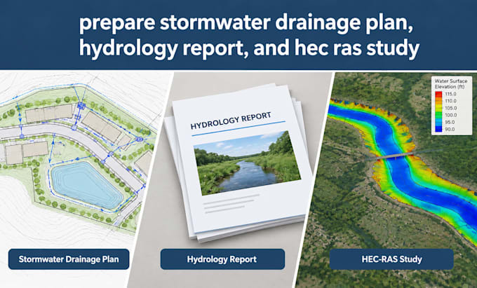 prepare stormwater drainage plan, hydrology report, and hec ras study