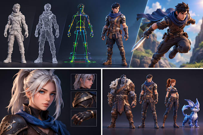 create 3d game characters with modling, rigging and animation for games