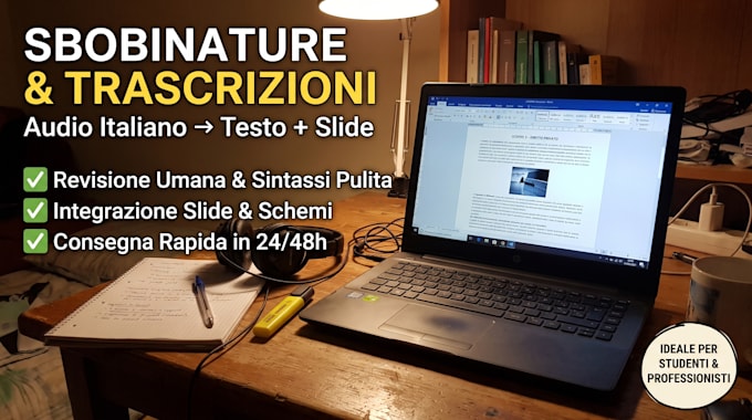transcribe italian audio, format notes and integrate lecture slides