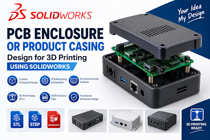design pcb enclosure or product casing for 3d printing using solid works