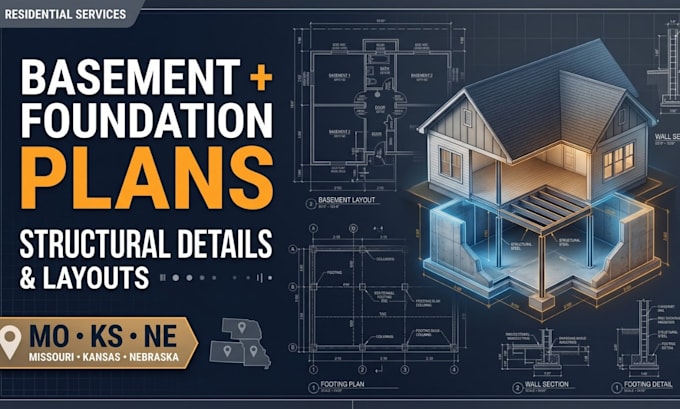 draft basement and foundation structural plans for mo, ks and ne