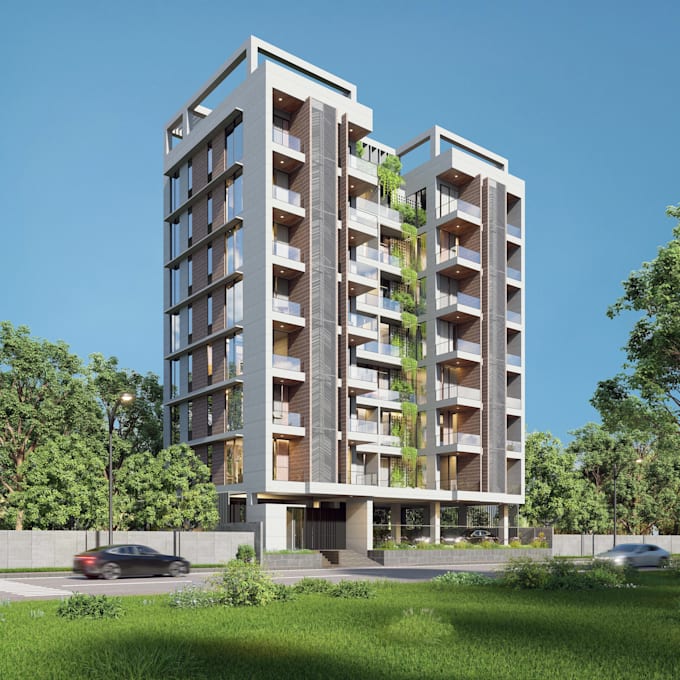 renovate property exterior 3d rendering,house elevation, facade 3d visualization