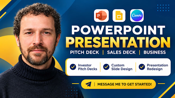design a professional powerpoint presentation, pitch deck and sales deck